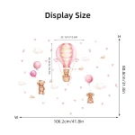 Cartoon Cute Brown Bear Balloon Heart Animal Wall Stickers