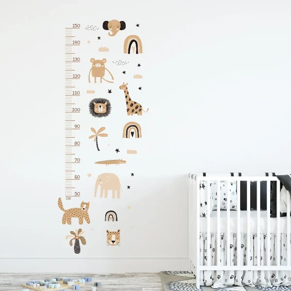 Cartoon Animals Height Wall Sticker