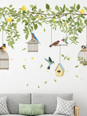 New design 3d birds branch birdcage sticker