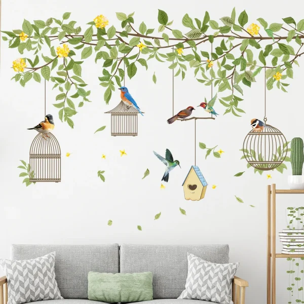 New design 3d birds branch birdcage sticker