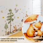 Cute Hedgehog Hippo Fox Rabbit Lion Animal Wall Sticker