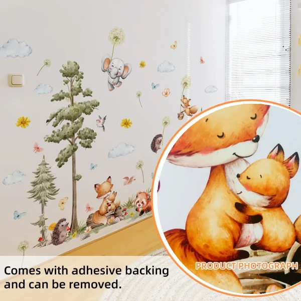 Cute Hedgehog Hippo Fox Rabbit Lion Animal Wall Sticker