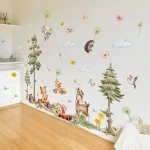 Cute Hedgehog Hippo Fox Rabbit Lion Animal Wall Sticker