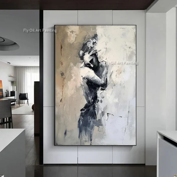 Lovers Art Sensual Couple Abstract Embrace Oil Painting