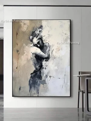 Lovers Art Sensual Couple Abstract Embrace Oil Painting