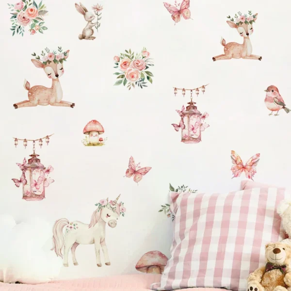 Cartoon Beautiful Deer House Wall Stickers