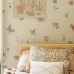 Pink Butterfly Flowers Birds Wall Stickers