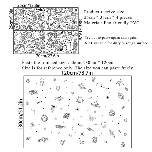 Cartoon Universe Theme Pattern Wall Sticker