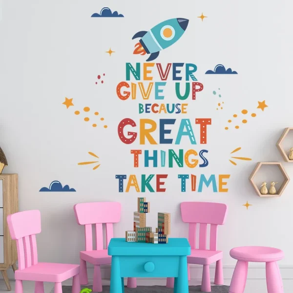 Personalized English Letters Rocket Wall Stickers