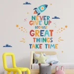 Personalized English Letters Rocket Wall Stickers