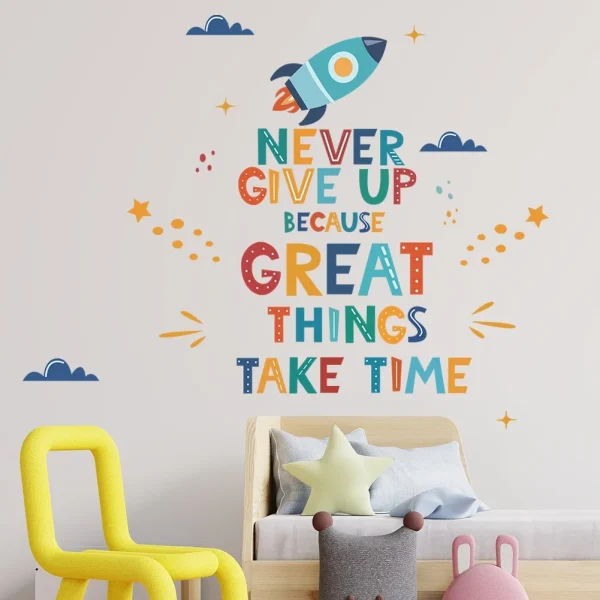 Personalized English Letters Rocket Wall Stickers