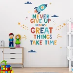 Personalized English Letters Rocket Wall Stickers