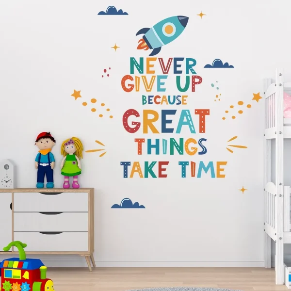 Personalized English Letters Rocket Wall Stickers