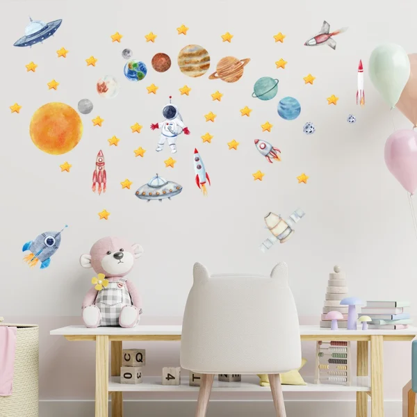 Creative Travel Planet Space Astronaut Wall Stickers