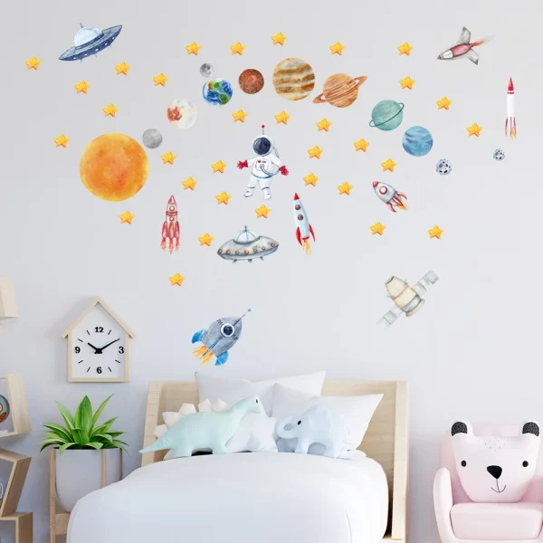 Creative Travel Planet Space Astronaut Wall Stickers