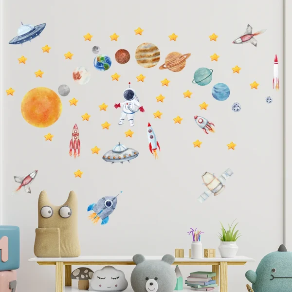 Creative Travel Planet Space Astronaut Wall Stickers