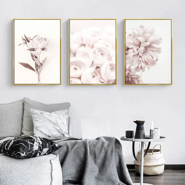 Modern Pink Flower Art Canvas Painting Prints
