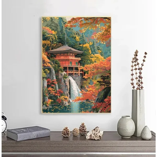 Vintage Hiroshi Yoshida Inspired Poster Traditional Japanese Village Landscape Canvas Painting