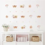 Boho Leaves Herbs Field Flowers Watercolor Wall Sticker