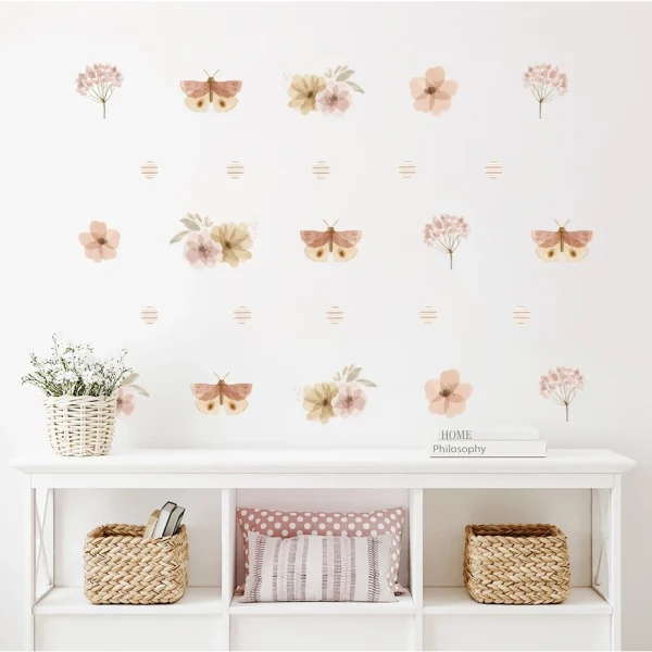 Boho Leaves Herbs Field Flowers Watercolor Wall Sticker