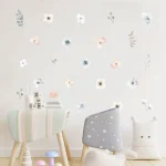 Boho Leaves Herbs Field Flowers Watercolor Wall Sticker