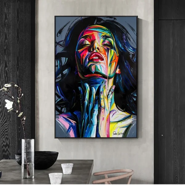 Abstract Woman Face Graffiti Street Art Oil Painting on Canvas