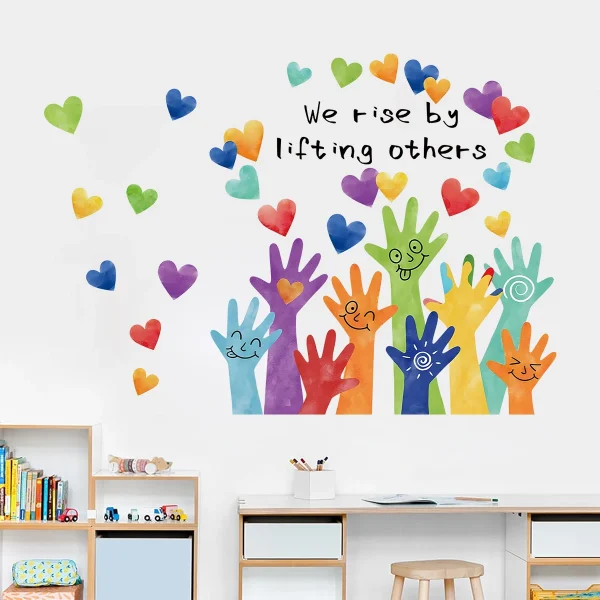Cartoon Cute Palm Graffiti Multi Color Love Wall Stickers
