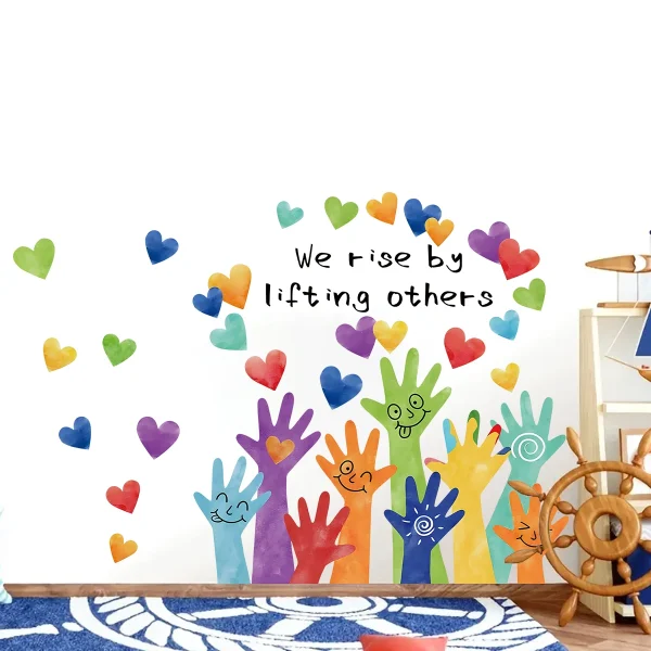 Cartoon Cute Palm Graffiti Multi Color Love Wall Stickers