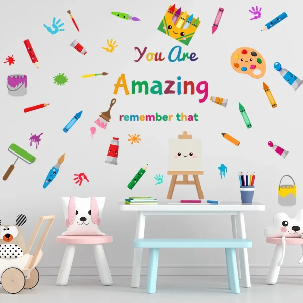 kids room decoration colorful pencil quote wall sticker