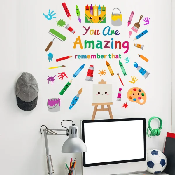 kids room decoration colorful pencil quote wall sticker