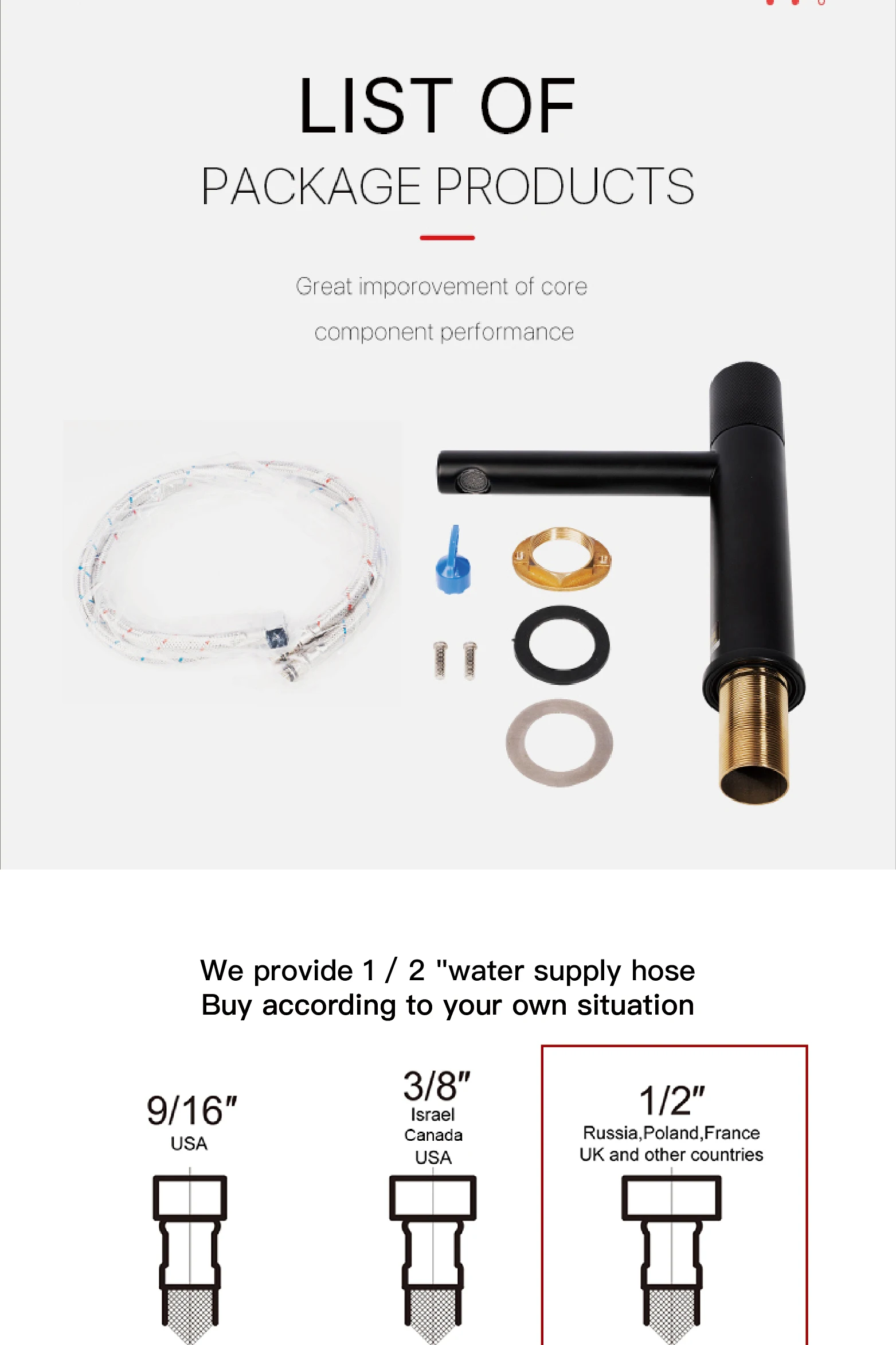 Black Brass Bathroom Faucet, classic pattern design, single control, single handle, cold and hot dual control basin faucet