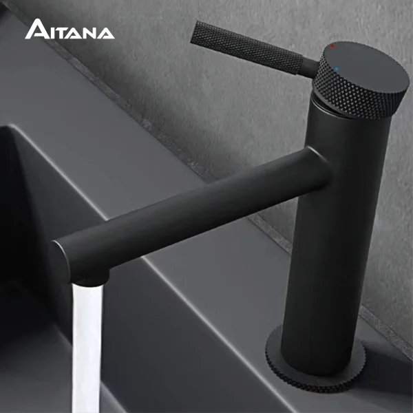 Black Brass Bathroom Faucet, classic pattern design, single control, single handle, cold and hot dual control basin faucet