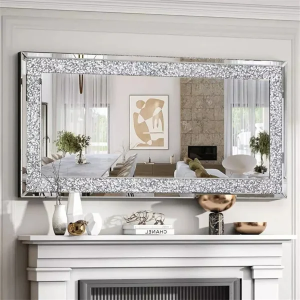Asymmetrisk Dekorativt Veggspeil 100 cm med Glassinnlegg – Accent Venetian Speil til Stue og Soverom