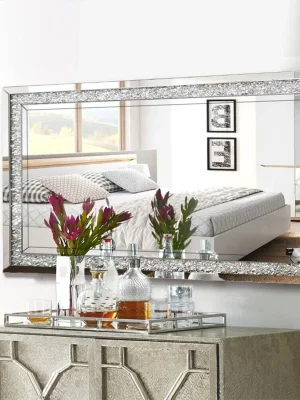 Asymmetrisk Dekorativt Veggspeil 100 cm med Glassinnlegg – Accent Venetian Speil til Stue og Soverom