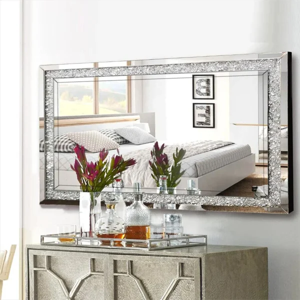 Asymmetrisk Dekorativt Veggspeil 100 cm med Glassinnlegg – Accent Venetian Speil til Stue og Soverom