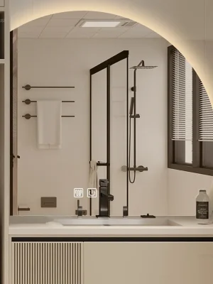Spesialformet Smart Baderomsspeil med LED Lys, Anti-tåke Vaskebord Makeup Speil, Hotell Dekorativt Speil