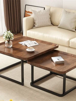 Sofabordsett – 2 deler Plassbesparende og stabelbart med vintage design