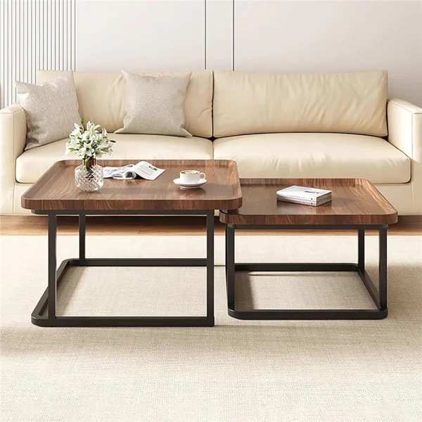 Sofabordsett – 2 deler Plassbesparende og stabelbart med vintage design