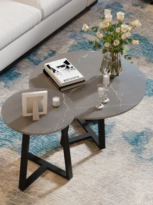 Moderne rundt sofabordsett – 2 stk