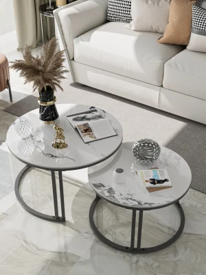 Moderne rundt sofabordsett – 2 deler