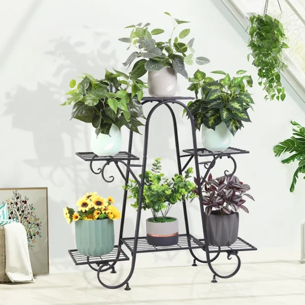 Metall Plantehylle – Trappestativ for Blomster, Hage og Balkong