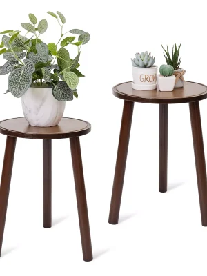 2 stk Runde Sidebord i Tre