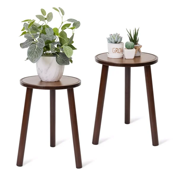 2 stk Runde Sidebord i Tre