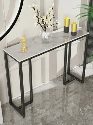 Luksuriøst Konsollbord i Sintered Stone med Svart metallben