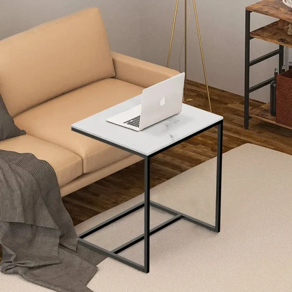 C-formet Sofa Bord med Liten Marmor Topp