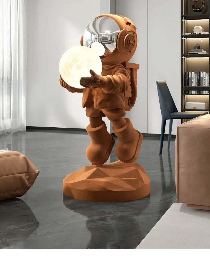 Moderne enkle store stueskulpturer i harpiks – astronautfigur, kreativ skulptur og dekorasjon