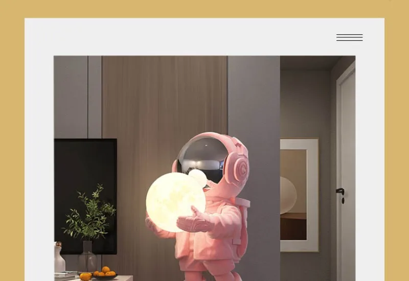 Moderne enkle store stueskulpturer i harpiks – astronautfigur, kreativ skulptur og dekorasjon