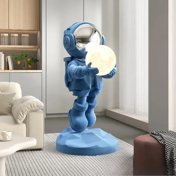 Moderne enkle store stueskulpturer i harpiks – astronautfigur, kreativ skulptur og dekorasjon