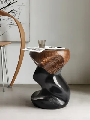 Designer kreativt valnøtt sidebord i heltre – lys luksus hjørnebord til sofa        4o mini
