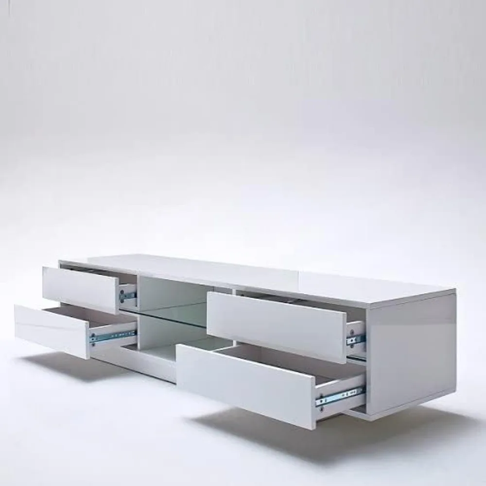 High Gloss TV Stand In Grey With Multi LED Lighting